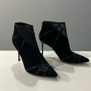 Sergio Rossi- stiletto booties black suede leather size 37.5
